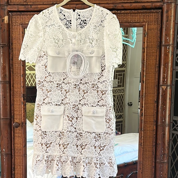 NWT Self Portrait White Lace Dress, 12 - Picture 1 of 4